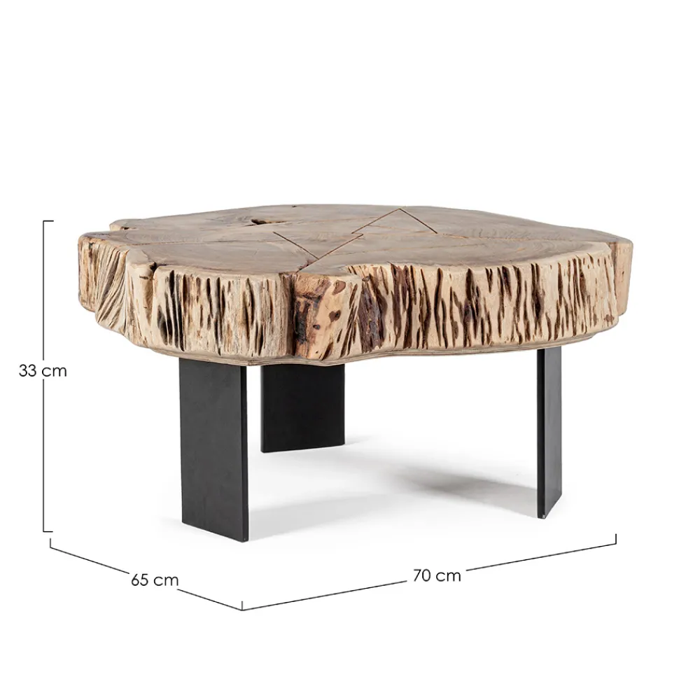 Viadurini Living Moderne Couchtische-Homemotion Couchtisch aus Stahl und natürlichem Akazienholz - Camala