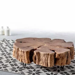 Viadurini Living Moderne Couchtische-Homemotion Couchtisch mit geformter Platte in Akazienholz - Nabucco