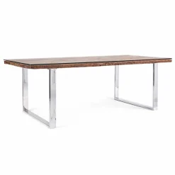 Viadurini Living Esstische-Homemotion Esstisch mit Holz und gehärtetem Glas - Blanco