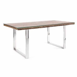 Viadurini Living Esstische-Homemotion Esstisch mit Holz und gehärtetem Glas - Blanco