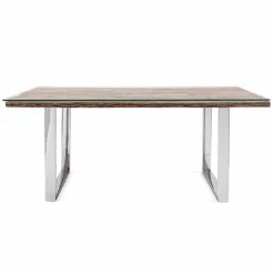 Viadurini Living Esstische-Homemotion Esstisch mit Holz und gehärtetem Glas - Blanco