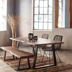 Viadurini Living Esstische-Homemotion Industrial Esstisch mit Akazienholzplatte - Vermont