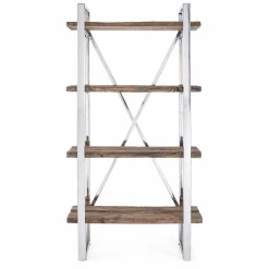 Viadurini Living Moderne Design Bücherregale-Homemotion Modern Floor Bücherregal aus verchromtem Stahl und Holz - Lisotta