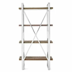 Viadurini Living Moderne Design Bücherregale-Homemotion Modern Floor Bücherregal aus verchromtem Stahl und Holz - Lisotta