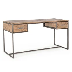 Viadurini Living Design Schreibtische-Homemotion Schreibtisch aus Stahl und Akazienholz mit 2 Schubladen - Benver
