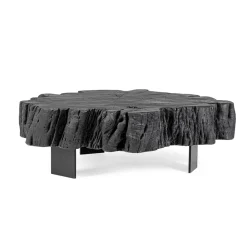 Viadurini Living Moderne Couchtische-Homemotion Schwarzer Couchtisch aus Stahl und natürlichem Akazienholz - Camala