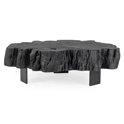 Viadurini Living Moderne Couchtische-Homemotion Schwarzer Couchtisch aus Stahl und natürlichem Akazienholz - Camala