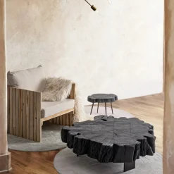 Viadurini Living Moderne Couchtische-Homemotion Schwarzer Couchtisch aus Stahl und natürlichem Akazienholz - Camala