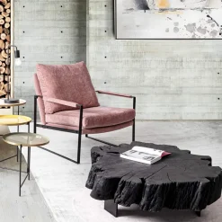 Viadurini Living Moderne Couchtische-Homemotion Schwarzer Couchtisch aus Stahl und natürlichem Akazienholz - Camala