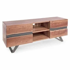 Viadurini Living Tv-Möbel-Homemotion TV-Ständer aus Mangoholz mit Metalleinsätzen - Sonia