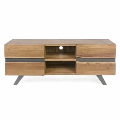 Viadurini Living Tv-Möbel-Homemotion TV-Ständer aus Mangoholz mit Metalleinsätzen - Sonia