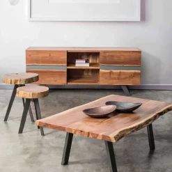 Viadurini Living Tv-Möbel-Homemotion TV-Ständer aus Mangoholz mit Metalleinsätzen - Sonia