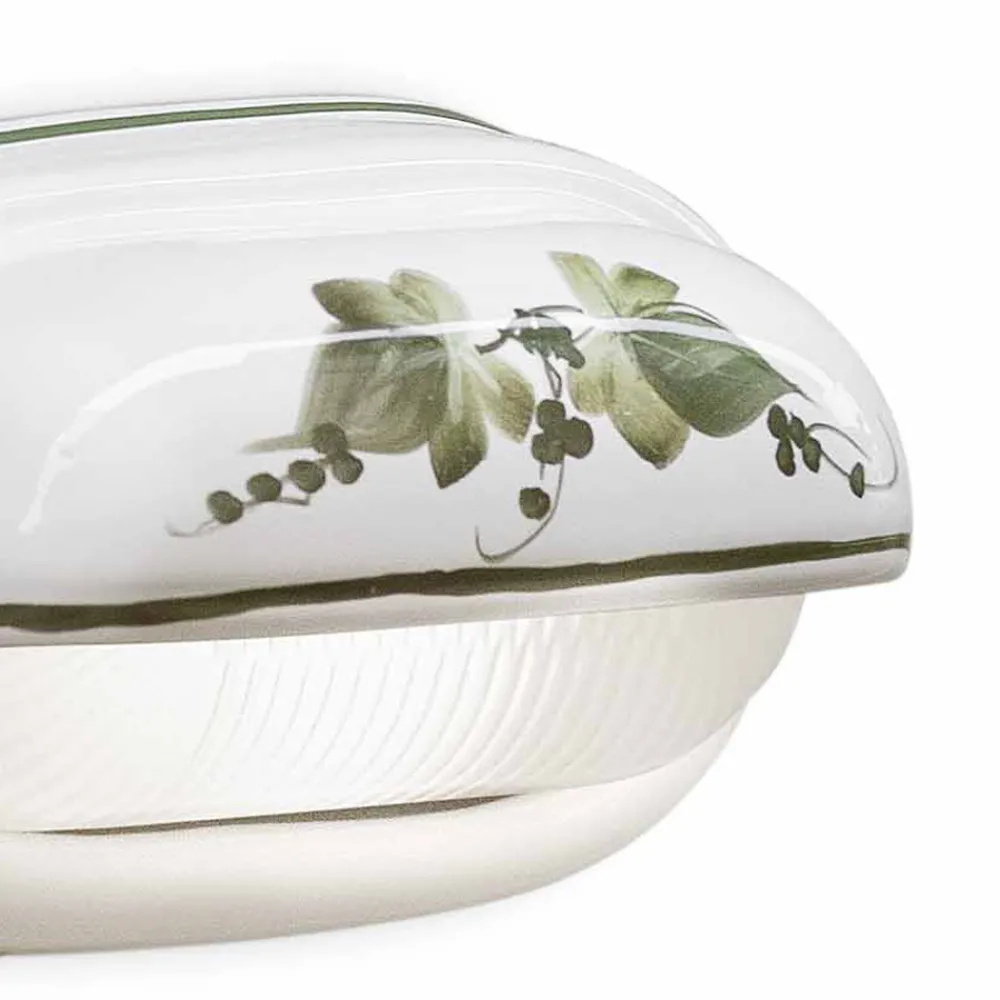 Ferroluce Garten-Wandlampen-Horizontale Außenwandleuchte aus handbemalter Keramik Efeu - Brindisi