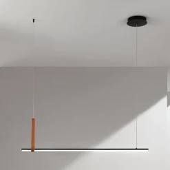 Viadurini Lighting Moderne Pendelleuchten-Horizontale Hängelampe aus Metall und Details aus Kunstleder – Zypresse