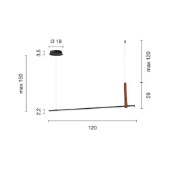 Viadurini Lighting Moderne Pendelleuchten-Horizontale Hängelampe aus Metall und Details aus Kunstleder – Zypresse