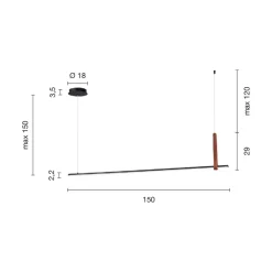 Viadurini Lighting Moderne Pendelleuchten-Horizontale Hängelampe aus Metall und Details aus Kunstleder – Zypresse