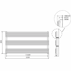 Viadurini Radiators Handtuchheizkörper Wasser-Horizontaler Heizkörpertuchwärmer in Stahlausführung 750 W - Nibbio