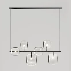 Viadurini Lighting Design Kronleuchter-Horizontaler Kronleuchter aus Metall und transparentem Pyrexglas - Iperspazio