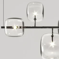 Viadurini Lighting Design Kronleuchter-Horizontaler Kronleuchter aus Metall und transparentem Pyrexglas - Iperspazio