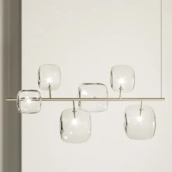 Viadurini Lighting Design Kronleuchter-Horizontaler Kronleuchter aus Metall und transparentem Pyrexglas - Iperspazio
