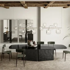 Viadurini Lighting Design Kronleuchter-Horizontaler Kronleuchter aus Metall und transparentem Pyrexglas - Iperspazio