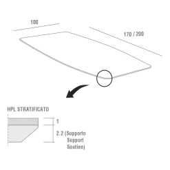 Viadurini Living Esstische-Hpl Küchentisch mit anthrazitfarbenem Metallfuß Made in Italy - Aresto