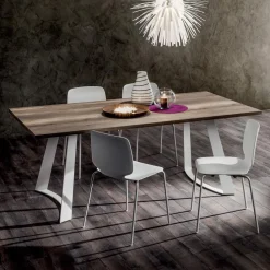 Viadurini Living Esstische-Hpl Küchentisch mit Edelmetall Made in Italy Metallbasis - Pinocchio