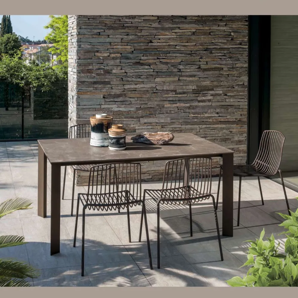 Viadurini in the Garden Gartentische Fest-HPL-Gartentisch mit Aluminiumstruktur Made in Italy - Carl