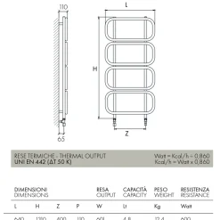 Scirocco H Handtuchheizkörper Wasser-Hydraulische Handtuchwärmerleiter aus farbigem Flachstahl Made in Italy - Kette