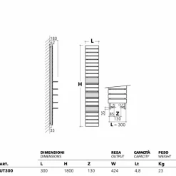 Scirocco H Heizkörper Hydraulisch-Hydraulische Heizung mit Regalbrett aus Eichenholz Utility