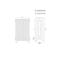 Viadurini Radiators Heizkörper-Hydraulischer Gusseisenheizkörper mit 3 verzierten Säulen – Vanillin