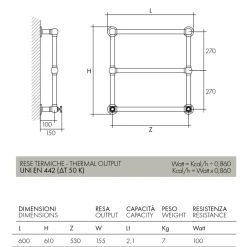 Scirocco H Handtuchheizkörper Wasser-Hydraulischer Handtuchwärmer aus Messing in verschiedenen Ausführungen Made in Italy - Olga