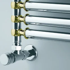 Scirocco H Handtuchheizkörper Wasser-Hydraulischer Handtuchwärmer aus Stahl, Chrom und Gold, Made in Italy - Laura