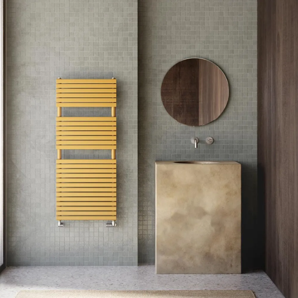 Viadurini Radiators Handtuchheizkörper Wasser-Hydraulischer Handtuchwärmer aus Kohlenstoffstahl Ocker Made in Italy - Tepore