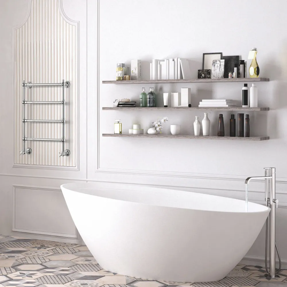 Scirocco H Handtuchheizkörper Wasser-Hydraulischer Handtuchwärmer für Badezimmer aus verchromtem Messing Made in Italy - Caterina