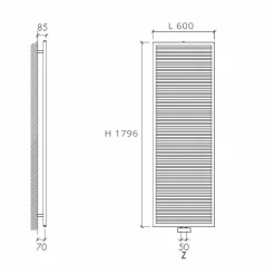 Scirocco H Handtuchheizkörper Wasser-Hydraulischer Handtuchwärmer für Badezimmer aus Graphitstahl - Shadow von Scirocco