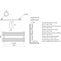 Viadurini Radiators Handtuchheizkörper Wasser-Hydraulischer Handtuchwärmer aus Kohlenstoffstahl Rostmatt Made in Italy - Fiaccole