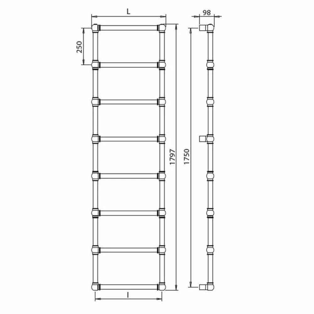 Viadurini Radiators Handtuchheizkörper Wasser-Hydraulischer modularer Handtuchwärmer Messingrohr Gold 311 W - Caesar