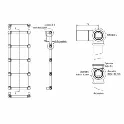 Viadurini Radiators Handtuchheizkörper Wasser-Hydraulischer modularer Handtuchwärmer Messingrohr Gold 311 W - Caesar