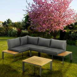 Viadurini in the Garden Garten Lounge Set-In Chaiselongue umwandelbares Sofa mit verstellbarer Rückenlehne und Couchtisch - Finir