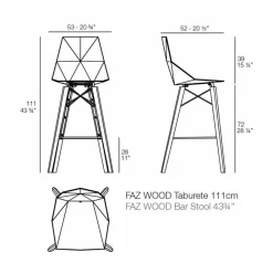 Vondom Barhocker-Indoor Barhocker in Holz und Kunststoff Verschiedene Farben - Faz Wood von