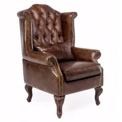 Viadurini Living Klassische Sessel-Indoor-Sessel aus Vintage-Leder mit gealterter Wirkung - Stempel