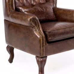 Viadurini Living Klassische Sessel-Indoor-Sessel aus Vintage-Leder mit gealterter Wirkung - Stempel