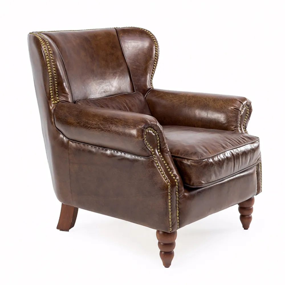 Viadurini Living Klassische Sessel-Indoor-Sessel komplett aus Vintage-Leder in gealterter Optik - Stempel