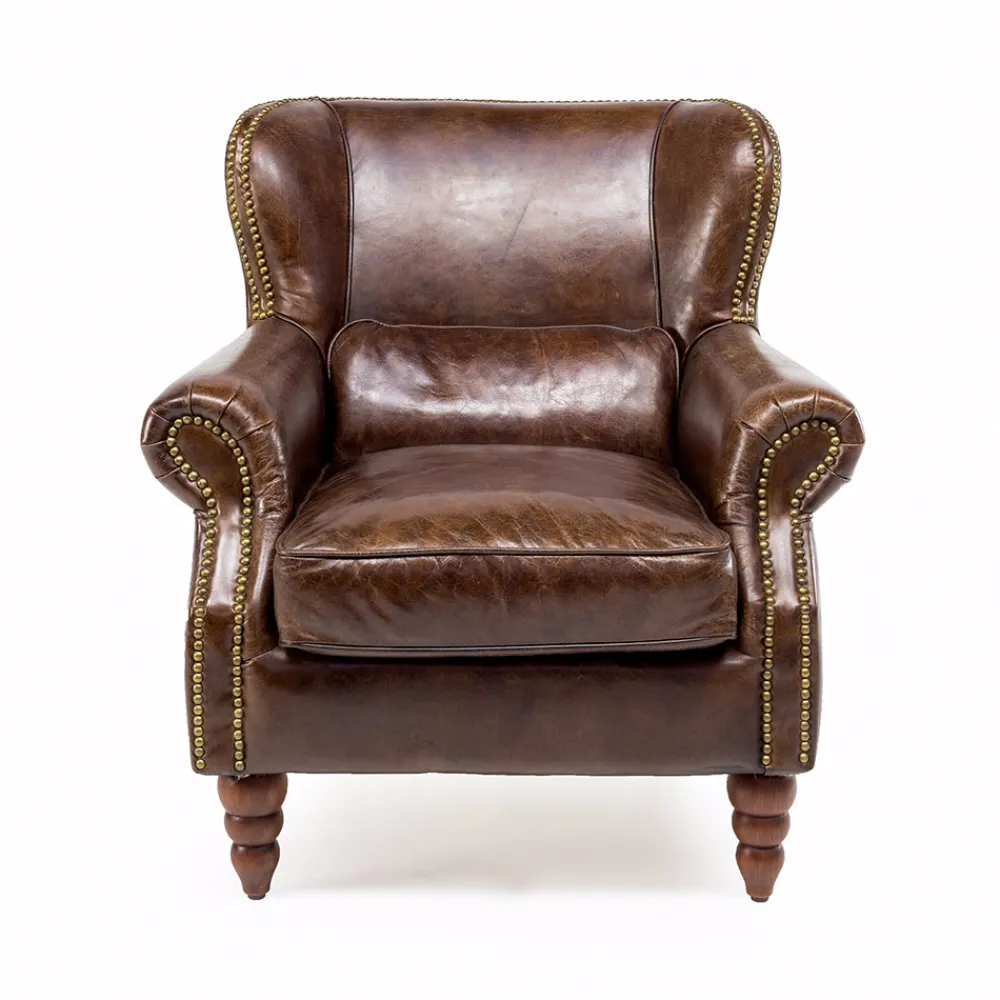 Viadurini Living Klassische Sessel-Indoor-Sessel komplett aus Vintage-Leder in gealterter Optik - Stempel