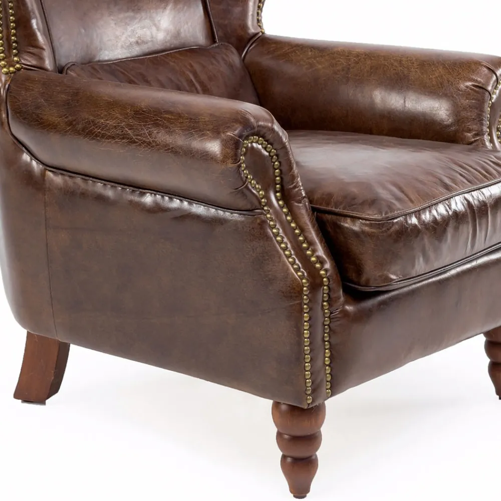 Viadurini Living Klassische Sessel-Indoor-Sessel komplett aus Vintage-Leder in gealterter Optik - Stempel