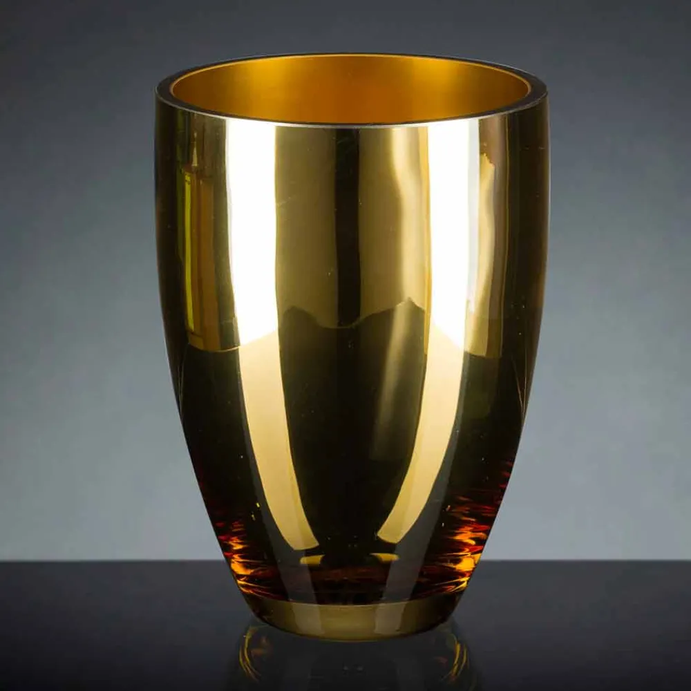 Viadurini Living Deko Vasen-Indoor-Vase aus mundgeblasenem Glas Gold-Finish Handgefertigt in Italien - Taka