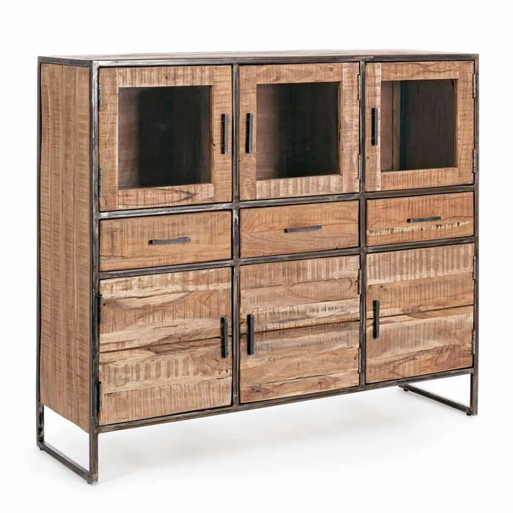 Viadurini Living Anrichte-Industrial Style Sideboard aus Akazienholz und Stahl Homemotion - Zompo