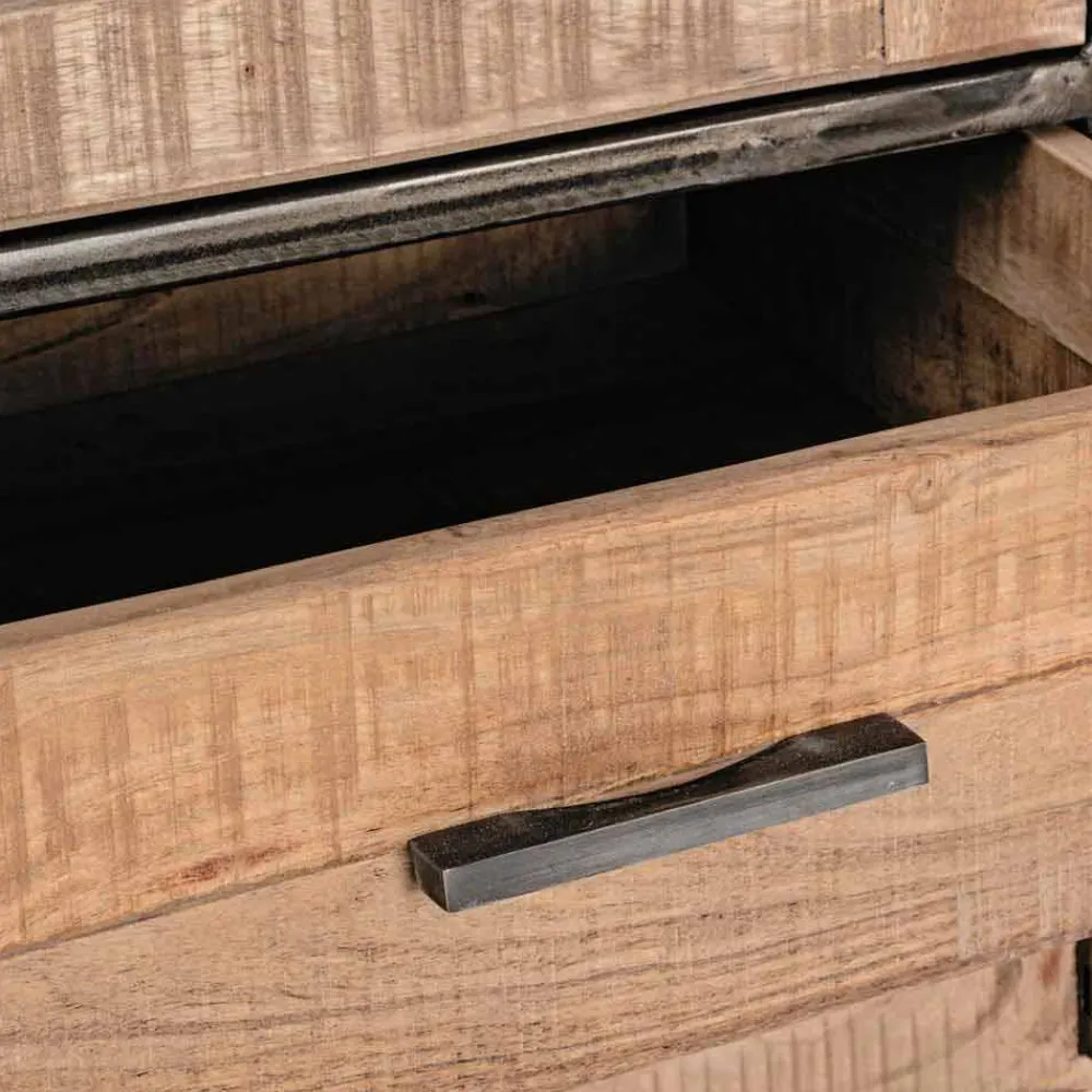 Viadurini Living Anrichte-Industrial Style Sideboard aus Akazienholz und Stahl Homemotion - Zompo