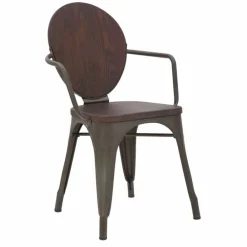 Viadurini Living Design Stühle-Industriedesign Stuhl Holzsitz und Eisengestell, 2 Stück - Delia